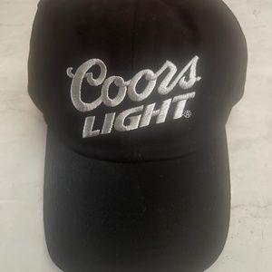 Coors Light Beer Black Hat Baseball Cap Embroidered Logo Adjustable